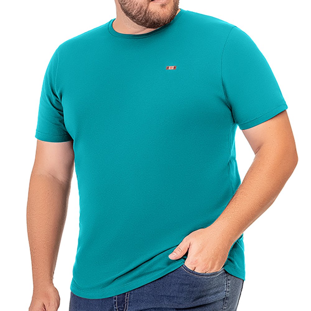 CAMISETA MASCULINA PLUS TZE COM APLIQUE