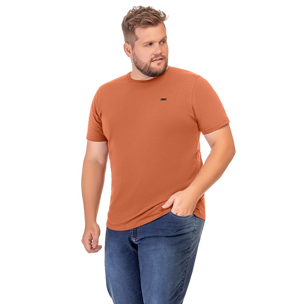 CAMISETA MASCULINA PLUS TZE COM APLIQUE
