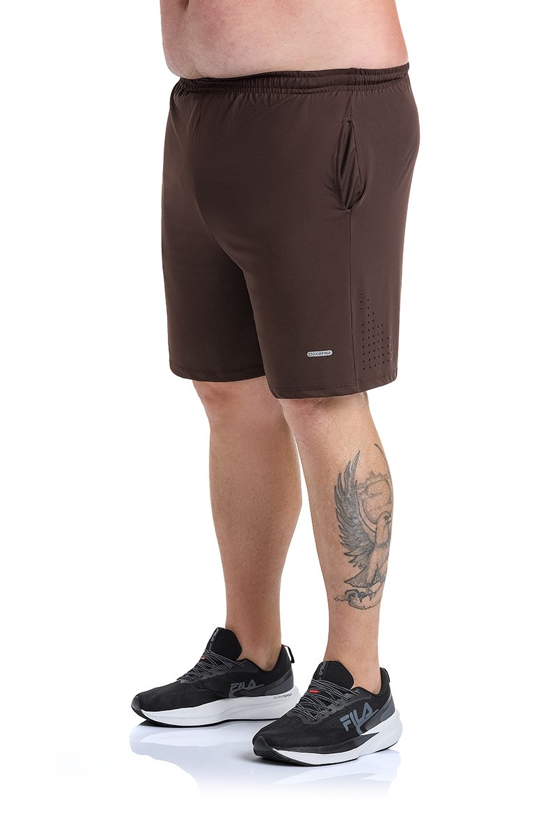 Short Plus Size Masculino com Proteção UV - Marrom